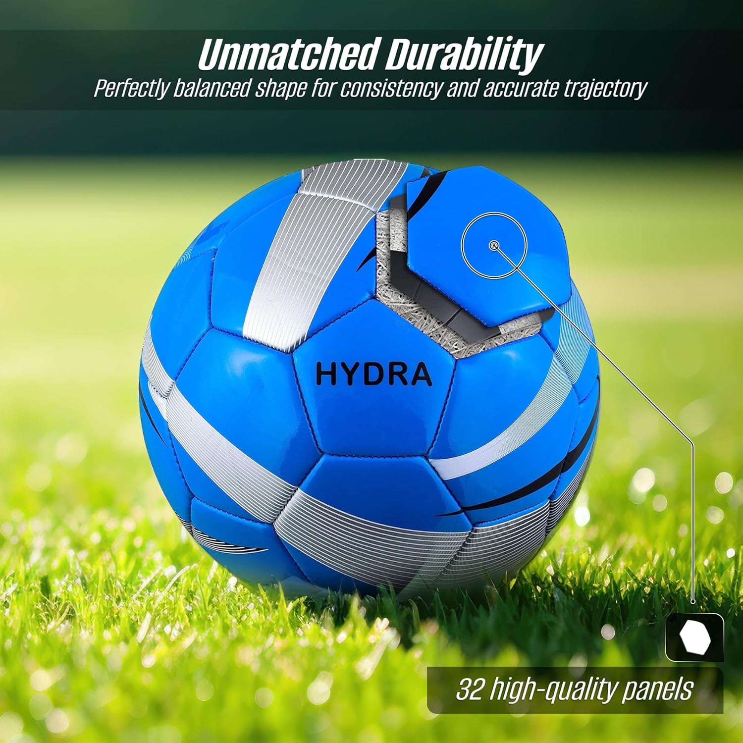 VIZARI Hydra Soccer Ball for Boys | Eye-Catching Outdoor Soccer Ball with Unique Graphics | Durable TPU Casing & Reinforced Rubber Bladder for Maximum Air Retention (Pack of 1, 6 & 12)