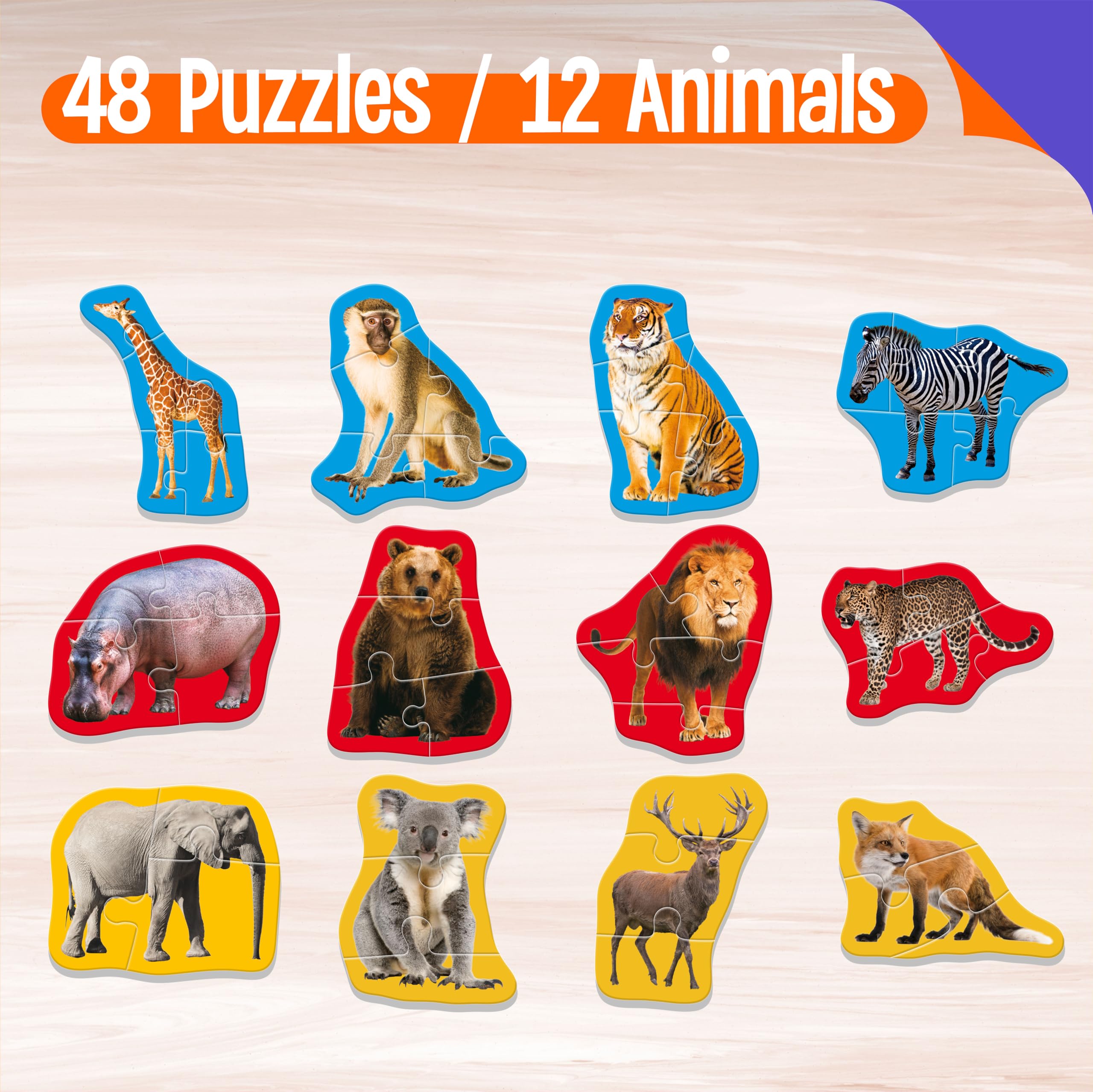 Amazon.co.jp: 野生動物パズル 12個パック 48ピース ステップバイ