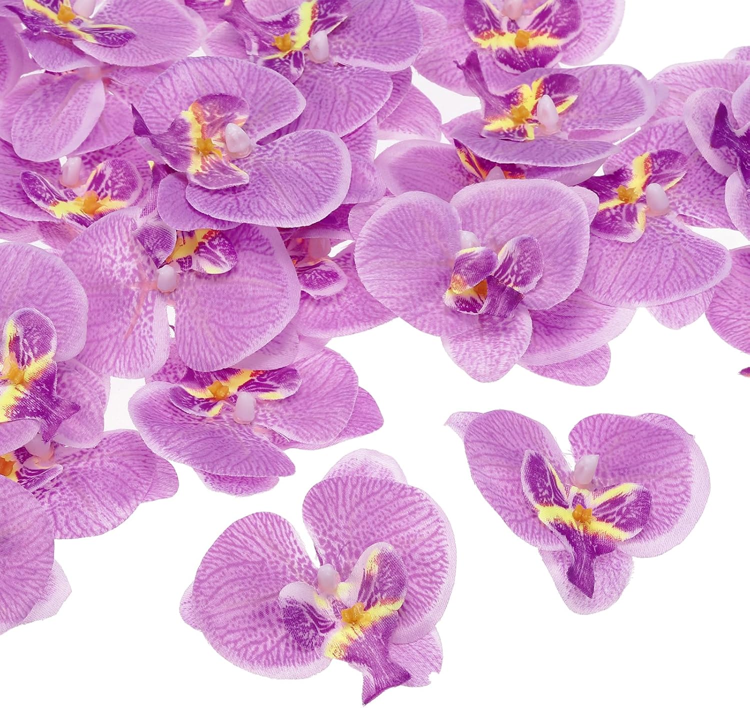 PATIKIL 2.8" Artificial Orchid Flower Heads, 80 Pack Silk Phalaenopsis Fake Butterfly Orchid Heads for Wedding Floral Bouquet Decor DIY Craft Making, Light Purple