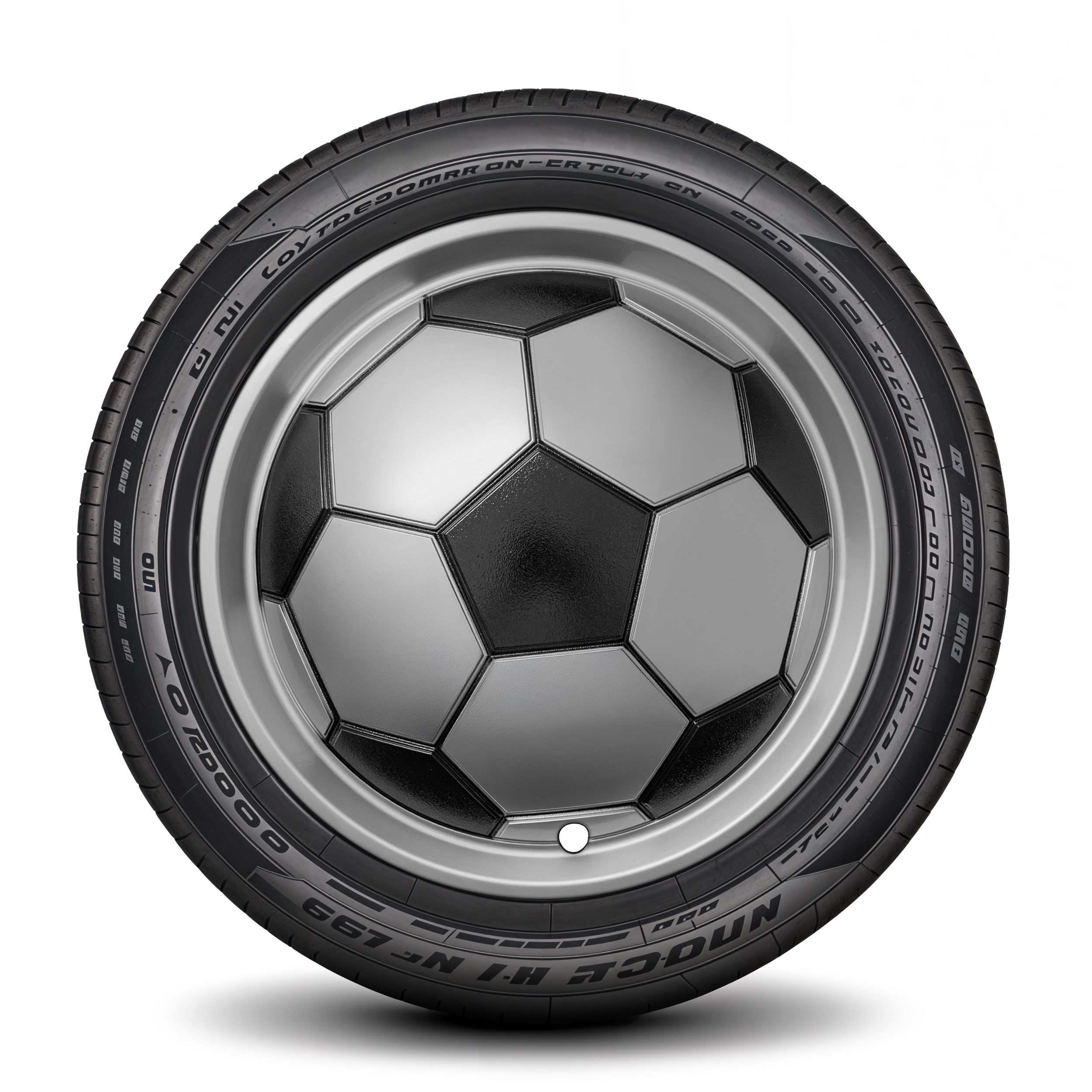 LYDS Soccer Futbol Silver Black Universal 15 inch Premium ABS Hubcap Wheel Cover Replacement Set of 4 - SWC-15S