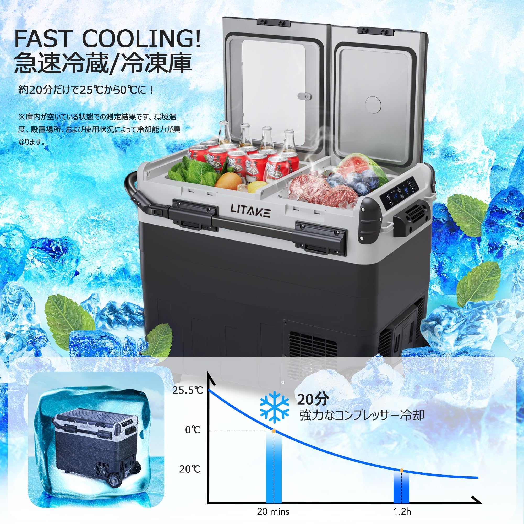 Amazon.co.jp: Litake(リテーク) 車載冷蔵庫 50L コンプレッサー式