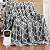 Heated Blanket Electric Throw - 50“x60“ Heating Blanket with 10 Fast Heat Levels 8 Hours Auto Off Soft Cozy Flannel Over-Heated Protection ETL Certification Keep Warming in Home
