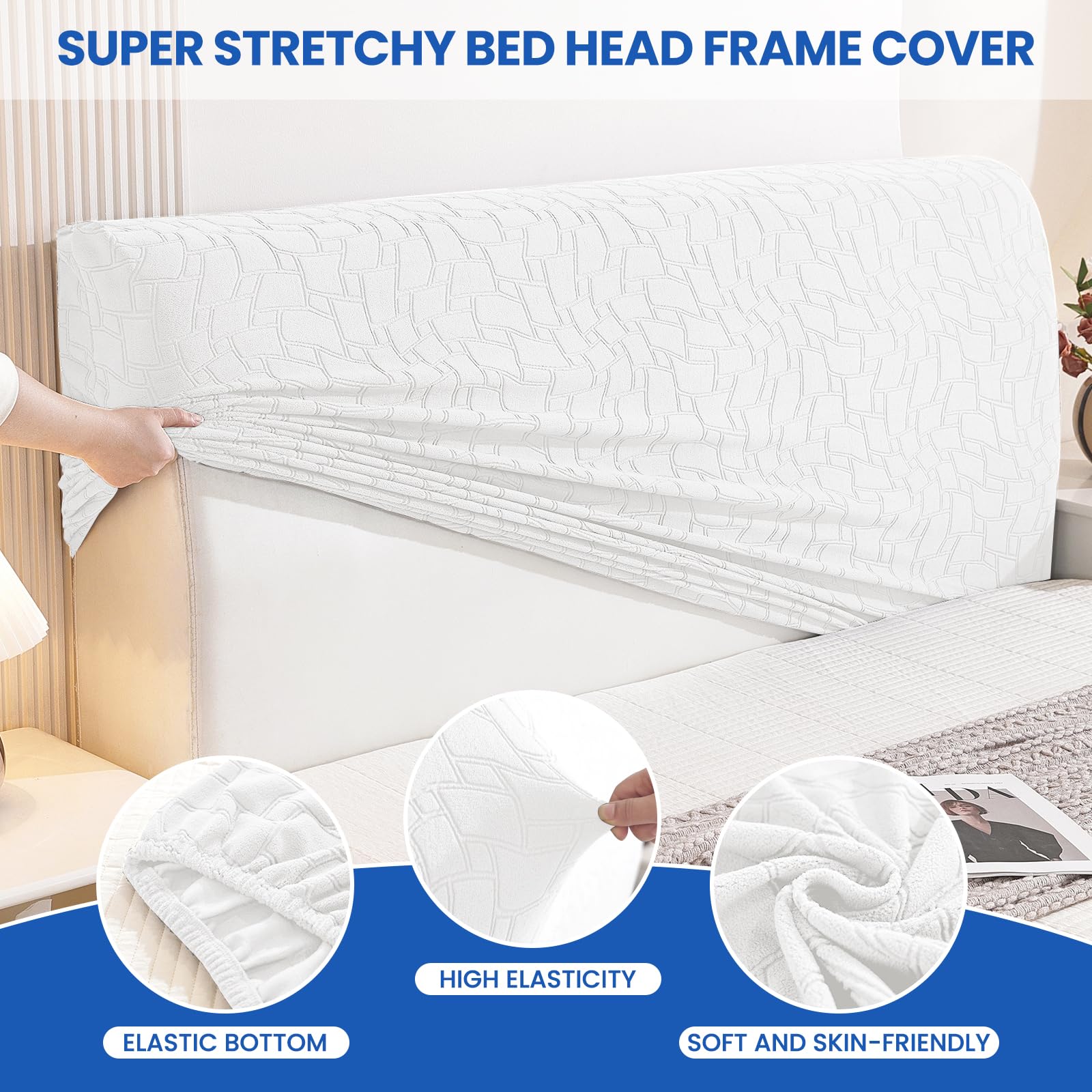 Ystyle Copri Testiera Letto, Copri Spalliera Letto Matrimoniale/Singolo Elasticizzata, Copertura Testata Letto Matrimoniale Lavabile, Headboard Cover Antipolvere Universale (180CM, Bianco Sporco)