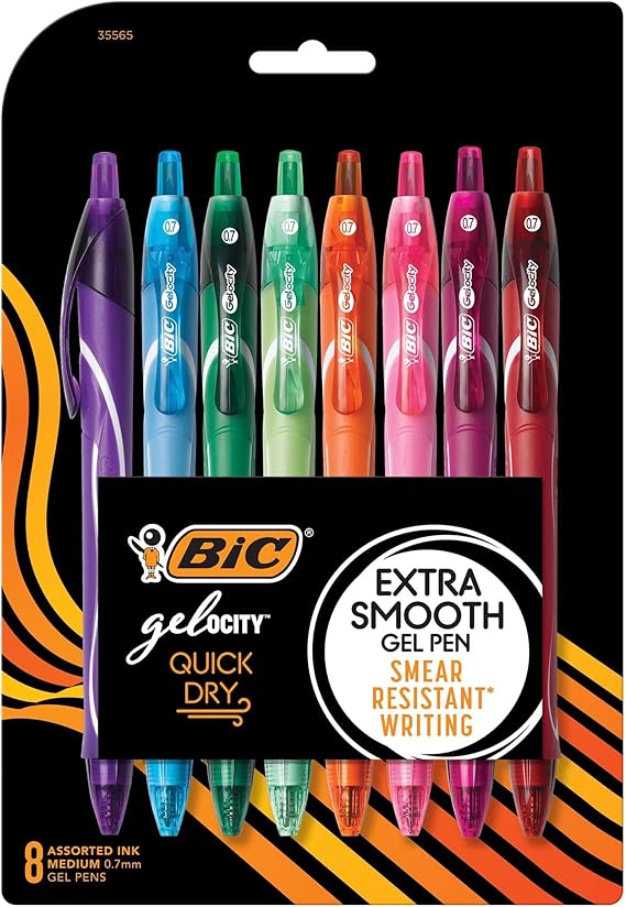 BIC Gelocity Quick Dry Assorted Colors Gel Pens, Medium