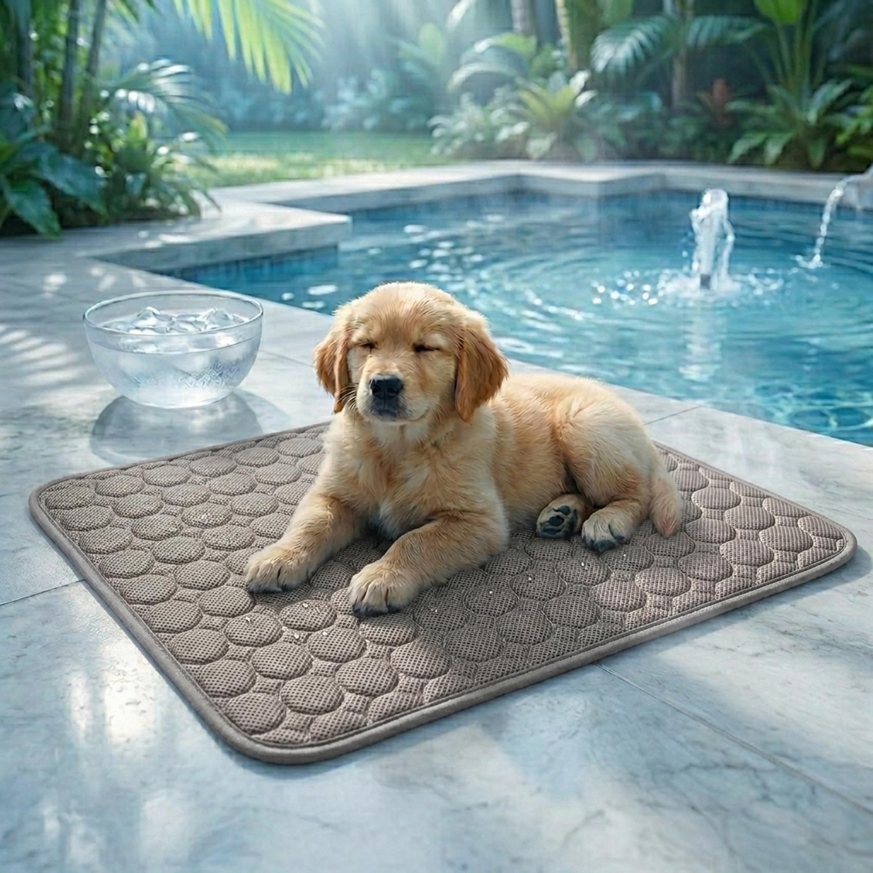 ChillPaws Cooling Mat Washable Ice Silk Breathable Pet Blanket (Brown, M)