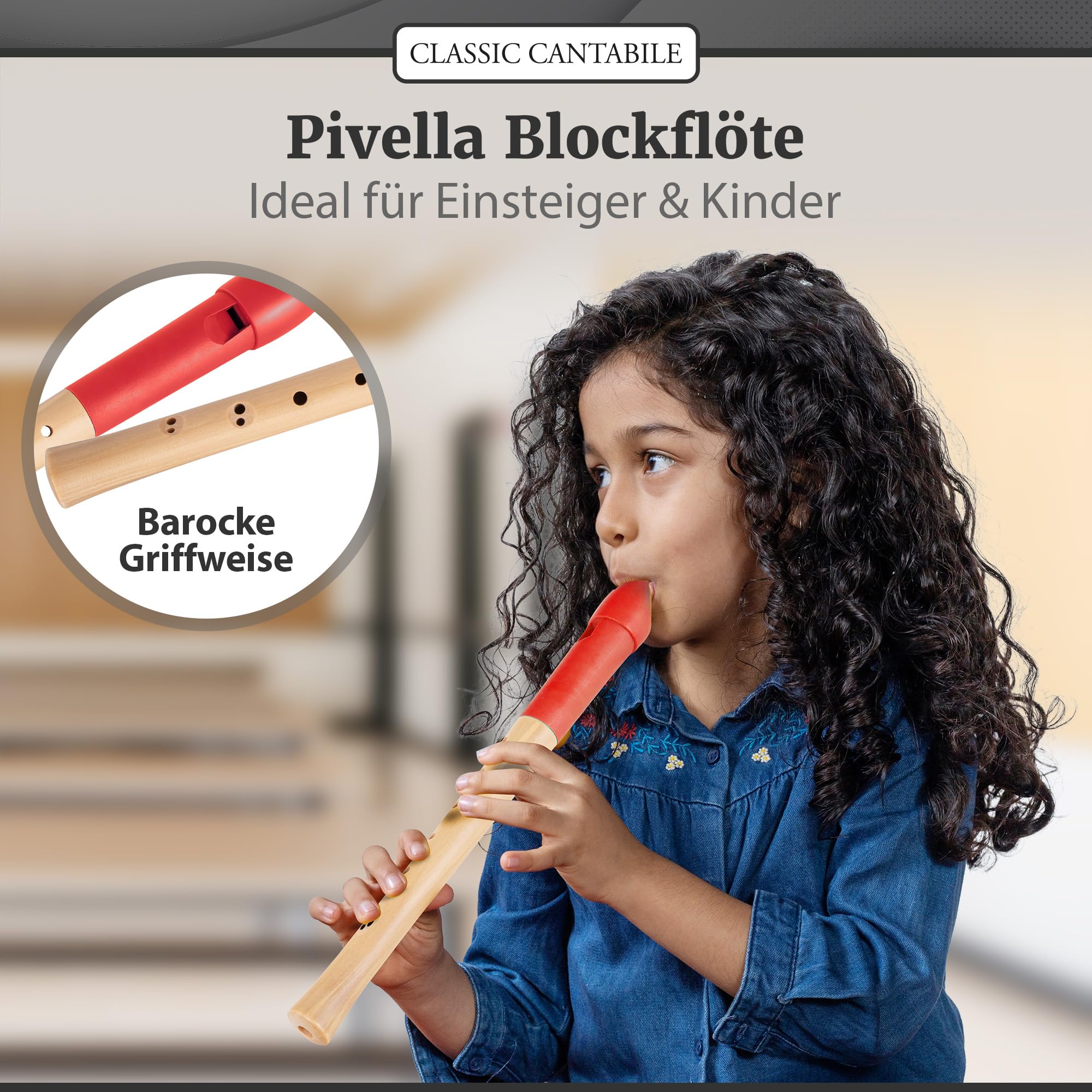 Flauto Soprano Cantabile Acero Plastica Metodo Studio Flauto Dolce Soprano Classic Cantabile | Acero E Plastica - Digitazione Barocca - Set Completo Flauto Cantabile Acero Digitazione Barocca