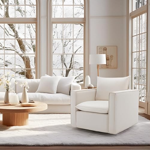 Miniatura 22 de COLAMY Juego de 2 sillas giratorias decorativas de 34 pulgadas, sillón tapizado con almohada de respaldo mullido, moderno y cómodo para dormitorio,