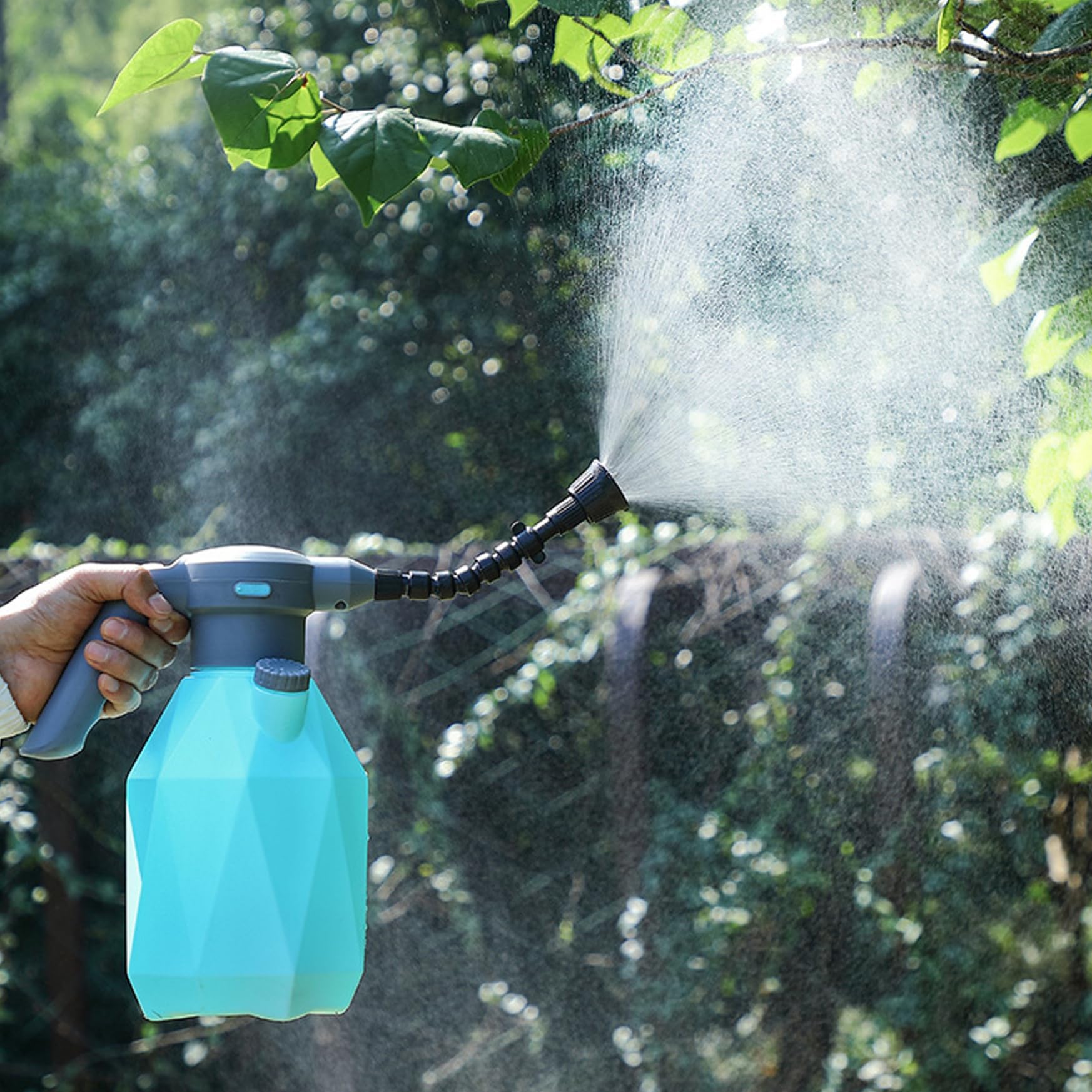 Spruzzatore elettrico, spray a spruzzo elettrico USB 2L, 2 Spruzzatore a pressione da 2000 mAh con spruzzatore in scala dell'ugello di estensione per giardinaggio annaffiato, blu, spruzzatori