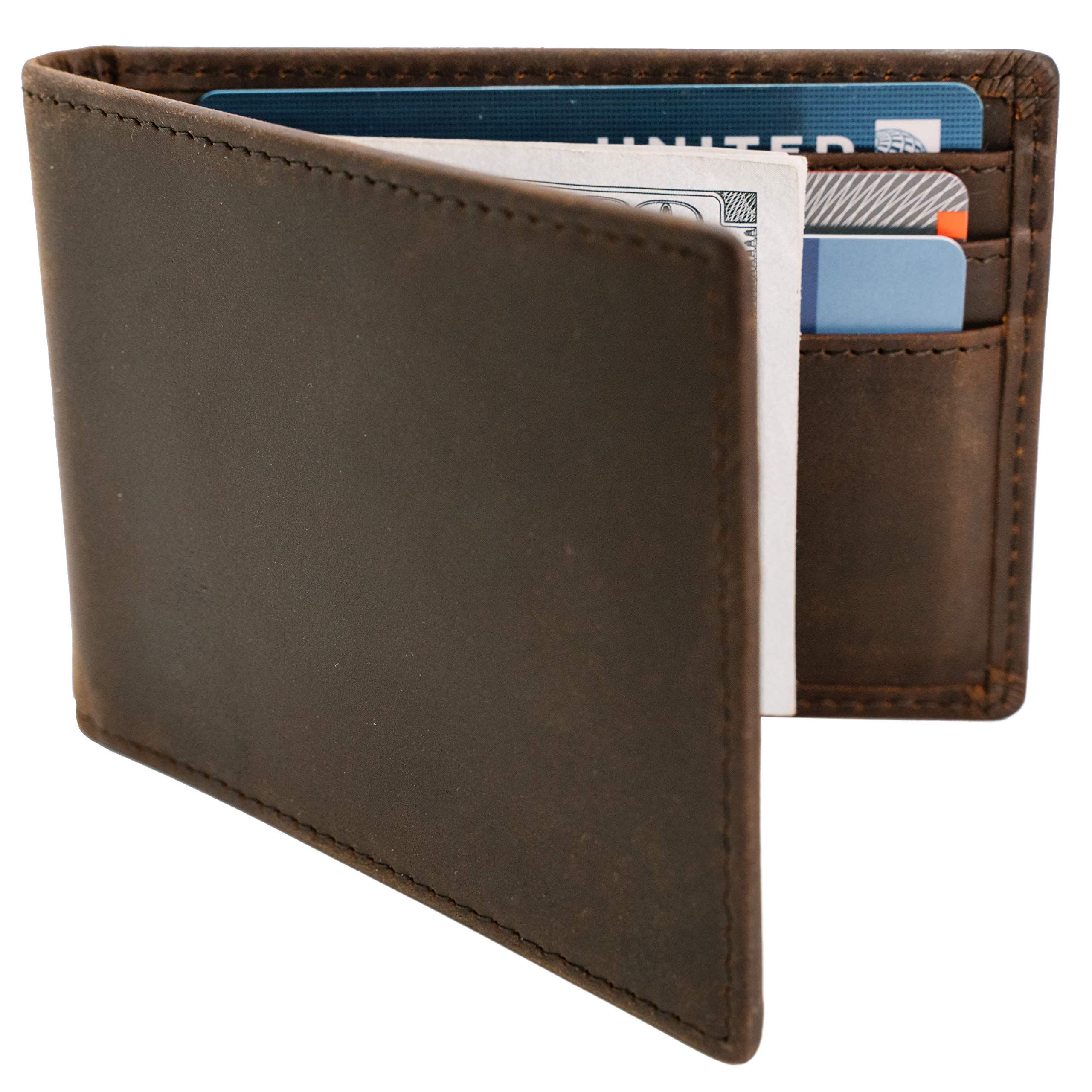 STAY FINEMinimalist Front Pocket Wallets with Money Clip | Effective RFID Blocking Wallets for Men | Genuine Leather Mens Bifold Wallet | Thin Card Holders with ID Window, Brown, One Size Fits All