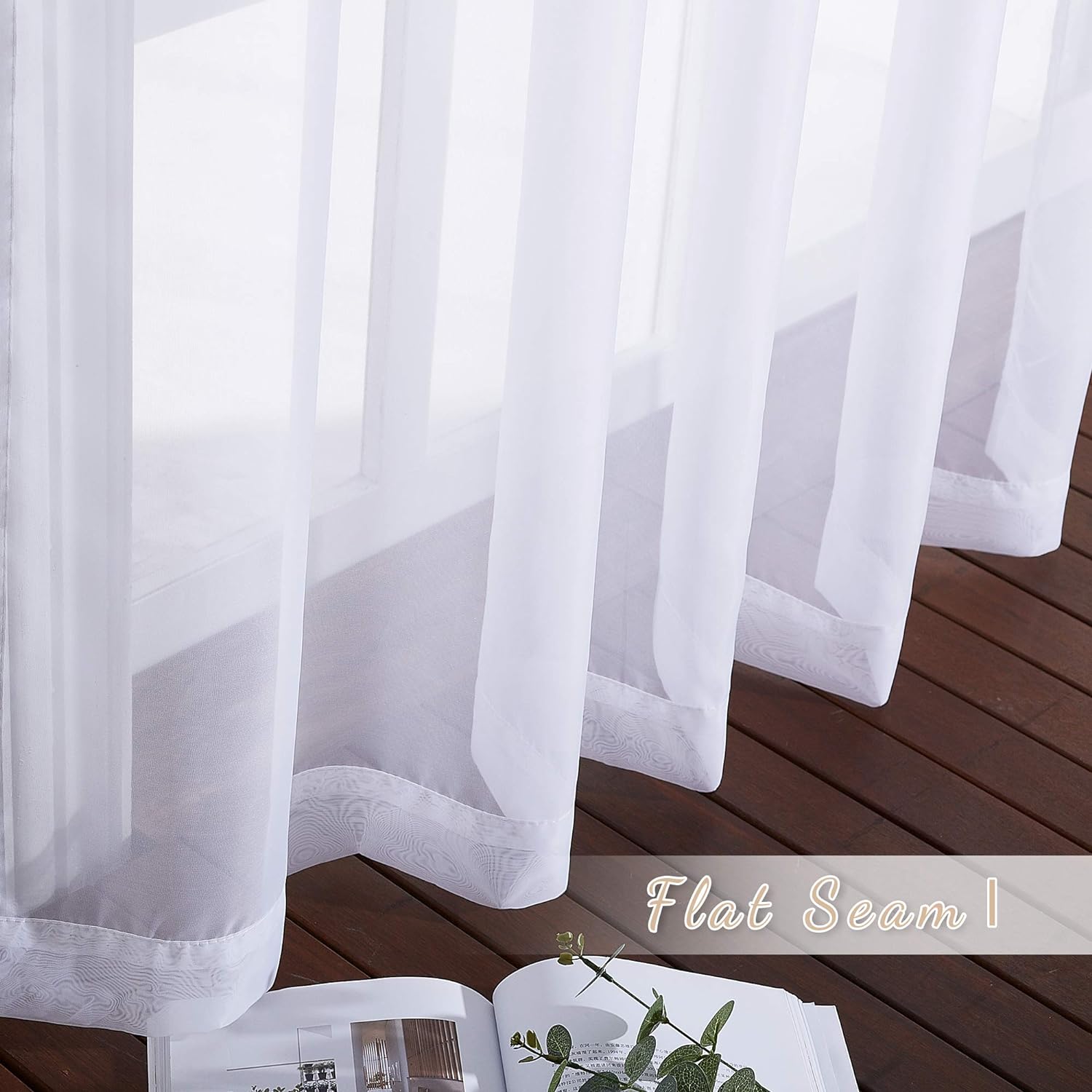 NICETOWN Patio Door Curtain White Sheer, Extra Wide Voile Sheer Soft Airy Elegant Window Treatment for Living Room/Bedroom Sliding Glass Door, 1 Piece, W120 by L96
