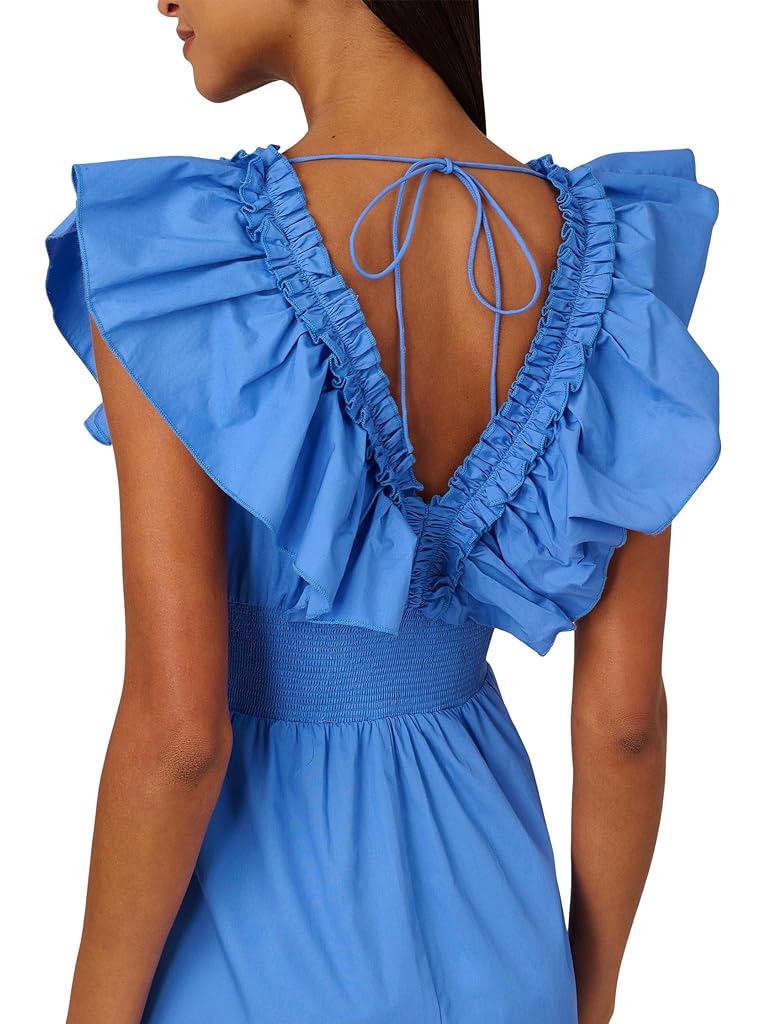 Blue Adrianna Papell Ruffle Front Maxi Dress