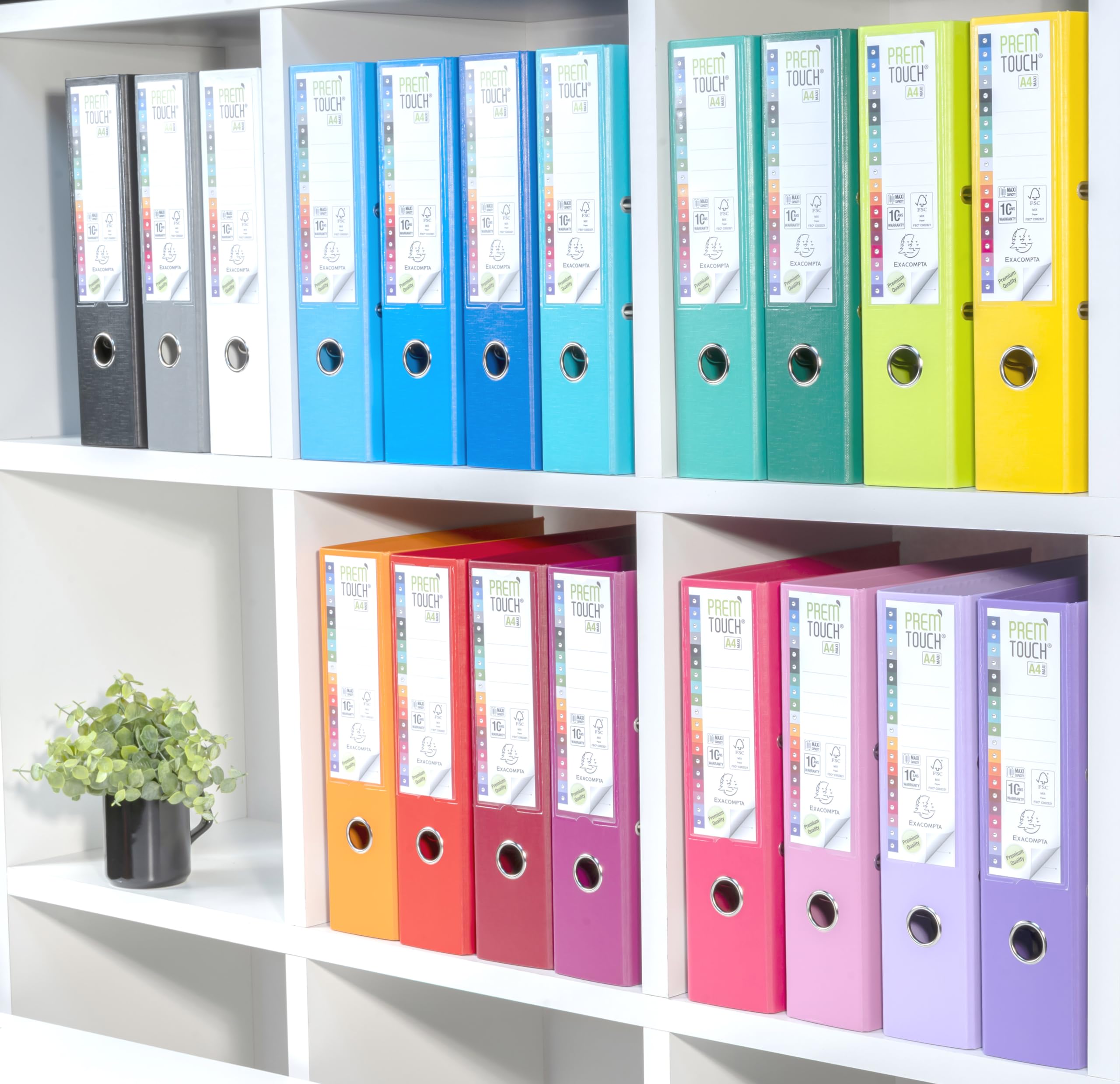 Exacompta - Réf. 53342E - Carton de 10 classeurs à levier A4 MAXI Prem'Touch - Dos 80 mm - Mécanique 80 mm - Dimensions extérieures : 32 x 30 x 8 cm - Format à classer A4 Maxi - Coloris : Bleu