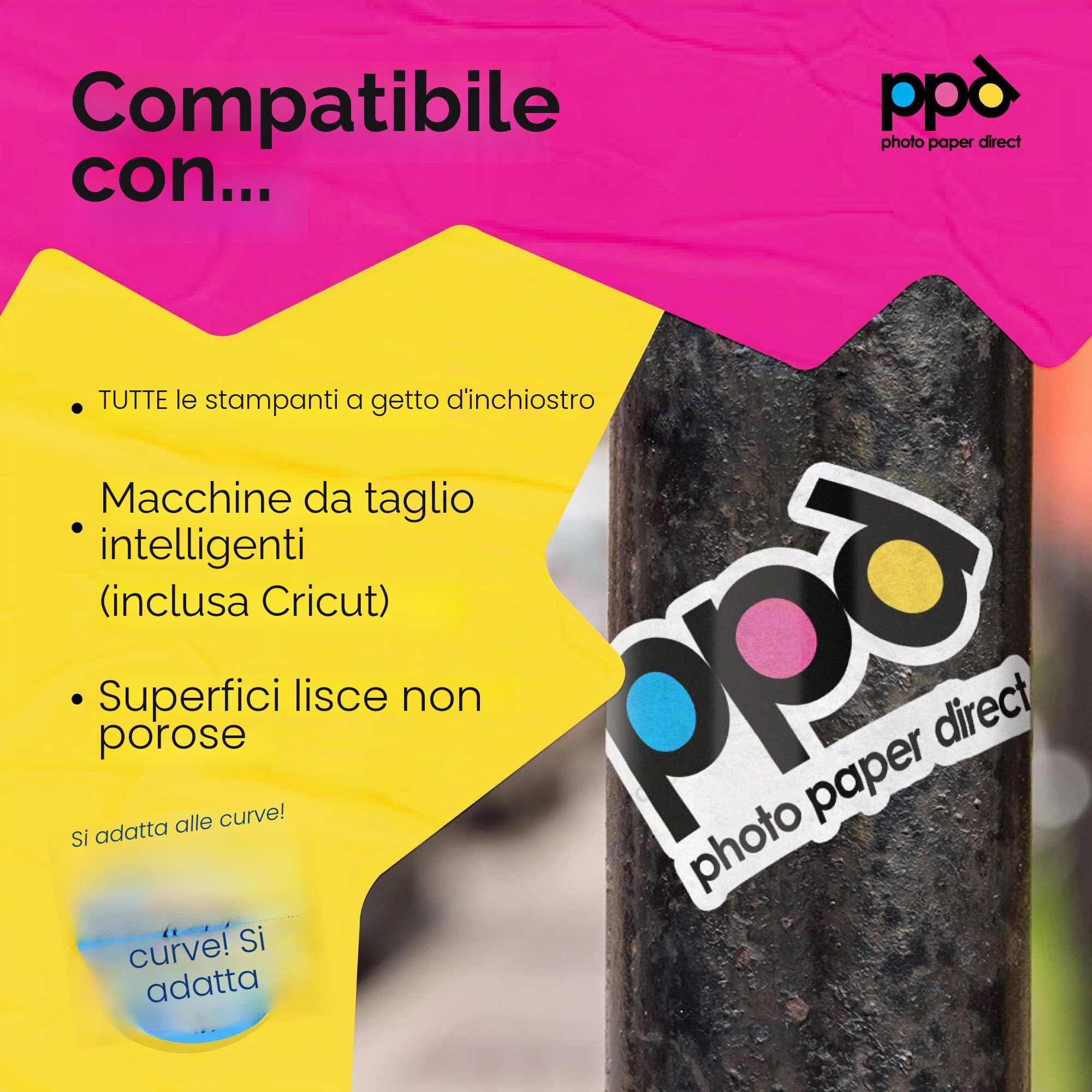 PPD Mix 40 Fogli A4 Carta Vinile Adesiva Per Stampanti Inkjet - Sticker Bianco - PPD-36/38-40