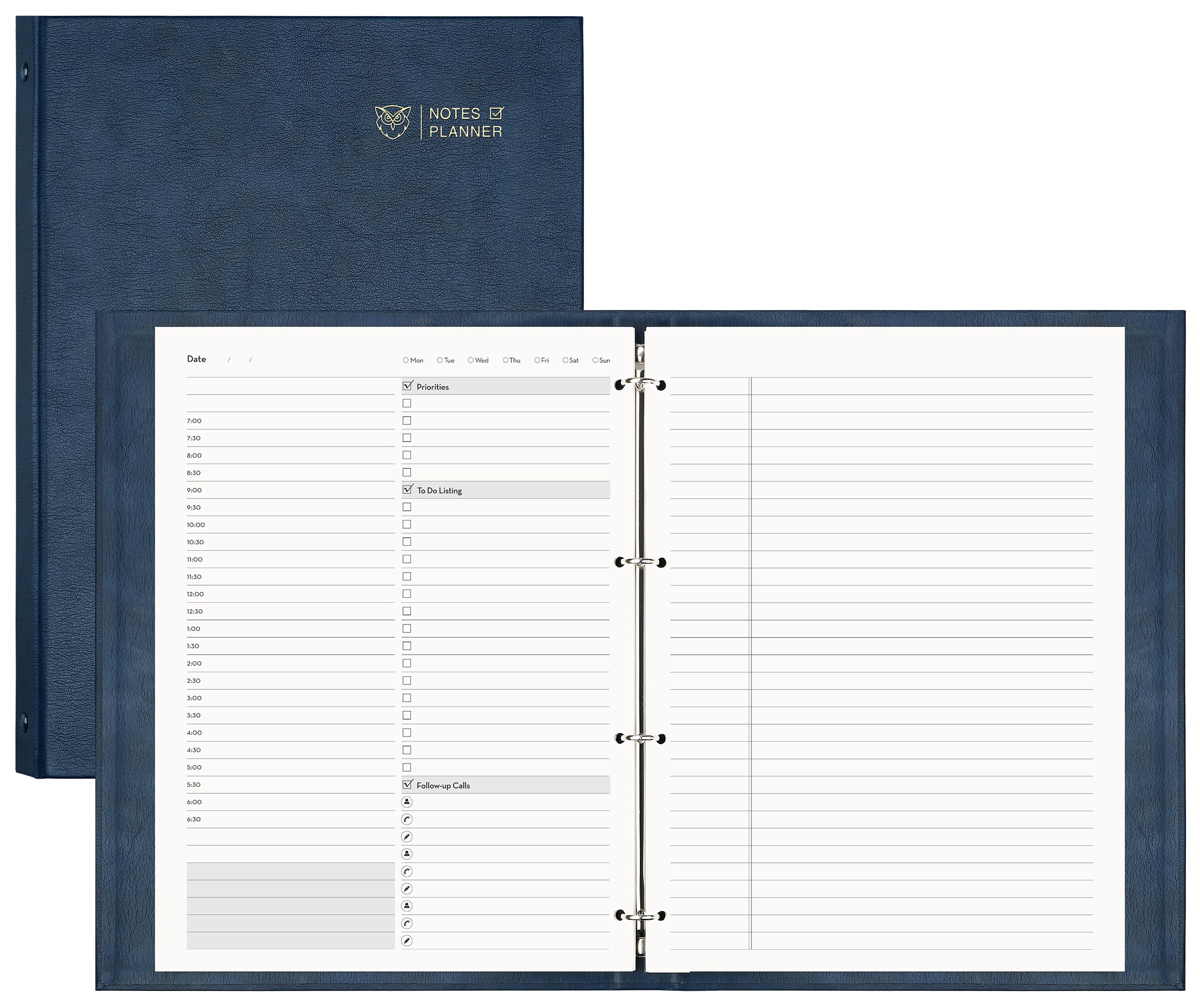 EMSHOI Carnet de réunion A4 non daté - 240 pages rechargeables - Bloc-notes rigide avec notes autocollantes, papier 100 g/m² - Journal en cuir pour femmes et hommes, travail d'affaires, 21,6 x 28 cm