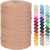 Vista 50 de Cuerda de macramé de algodón de 3 mm, 328 yardas, suministros de macramé de color natural, cuerda de algodón suave para colgar plantas, colgador