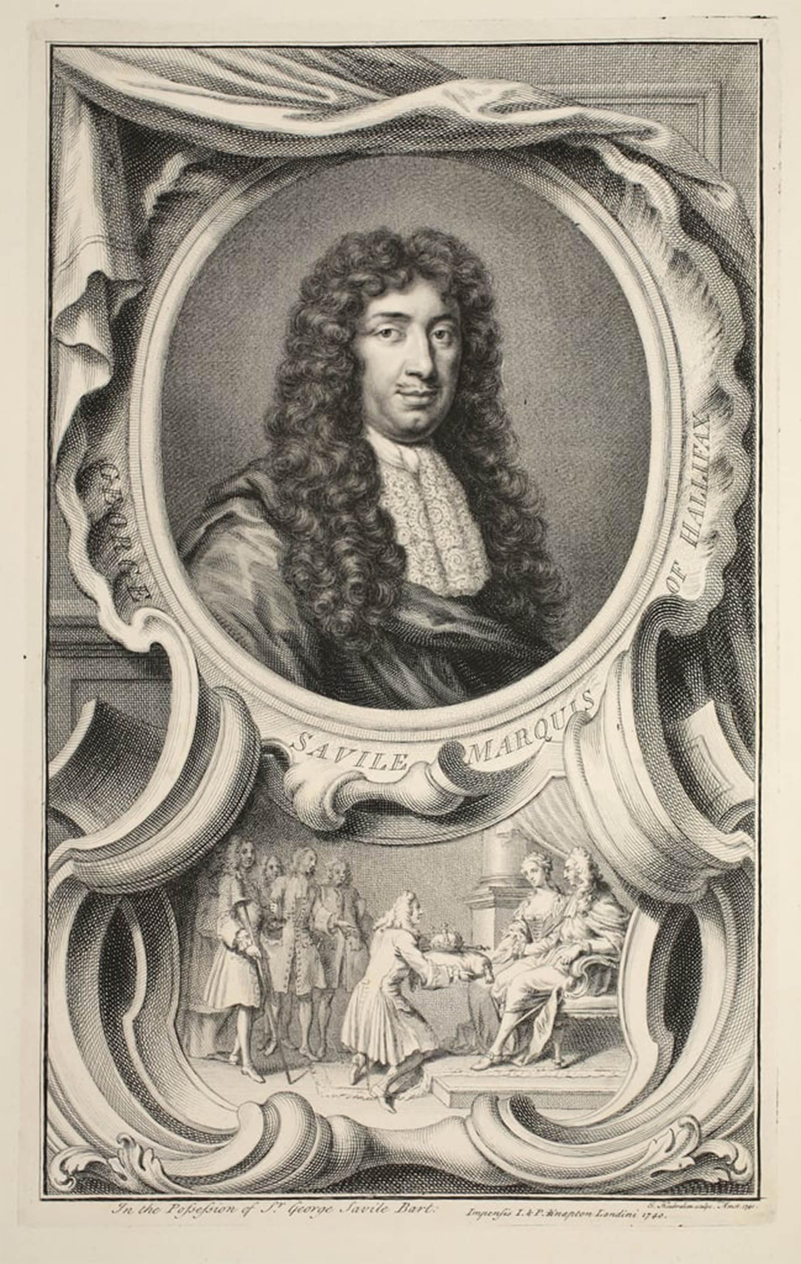 ARTXLXXBN Famous Print Painting Colorful Art Print Portrait of Savile Marquis of Halifax by Jacobus Houbraken Canvas Art Decorations for Home Decor 60x90cm