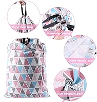 Vista 4 de Bolsa de lavandería SWISSELITE con asa y cordón, bolsa de lavandería grande y resistente, 28 x 40 pulgadas, bolsa de viaje para ropa sucia