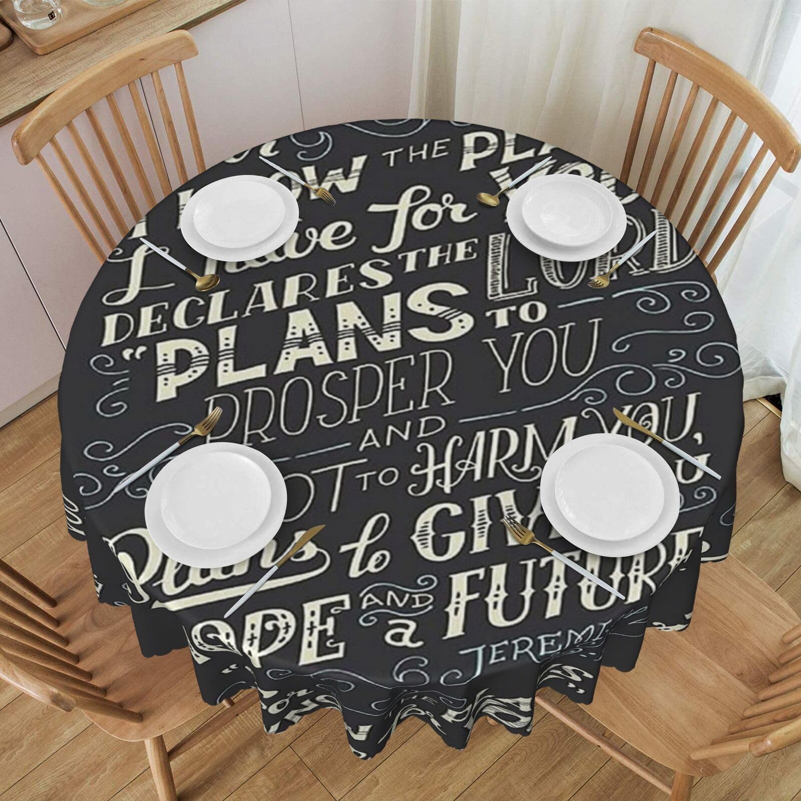 Nappe ronde 150 cm I Know The Plans polyester imperméable