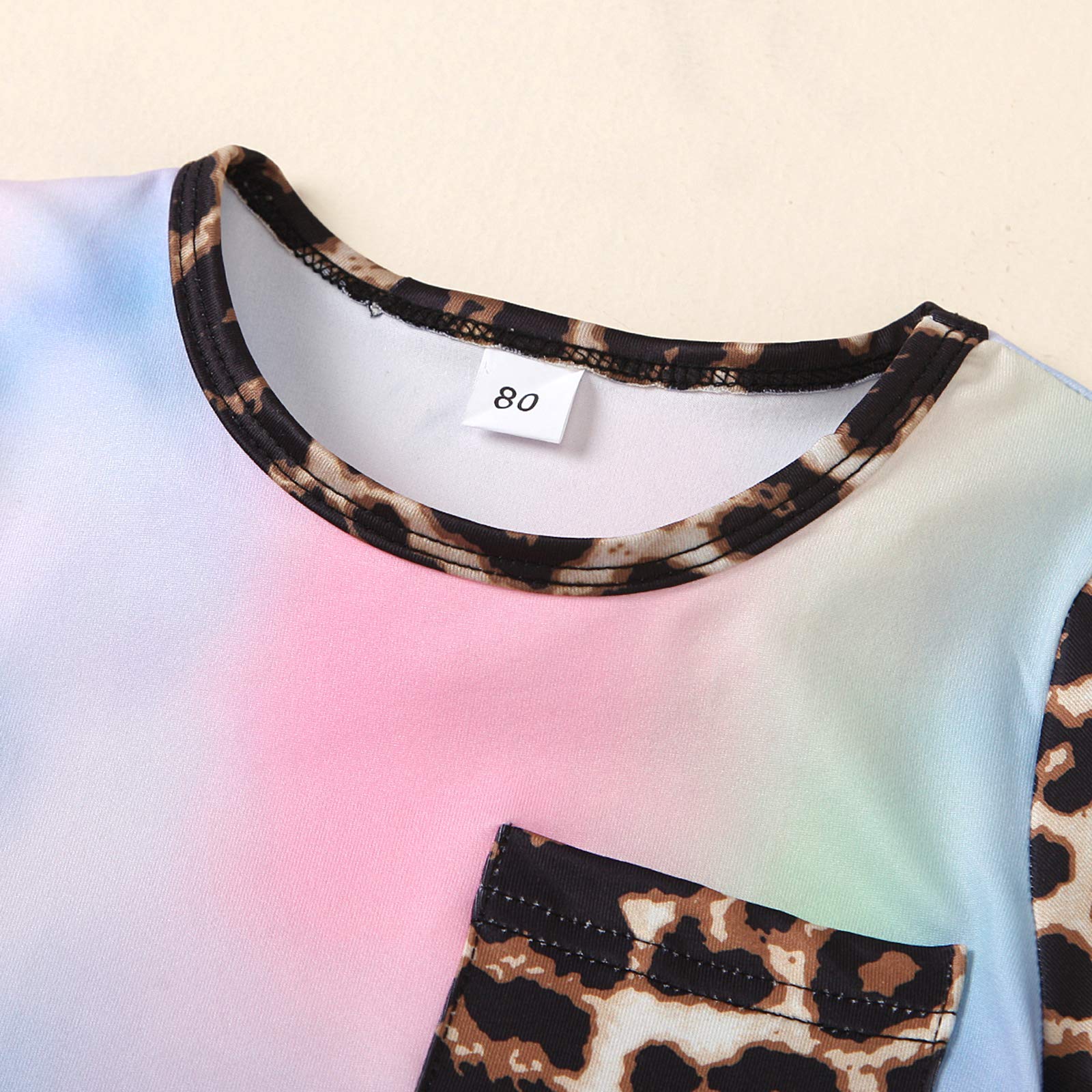 Kid Baby Girls Summer Shorts Set Leopard T-Shirt Top Drawstring Shorts 2Pcs Tracksuit Clothes Set 6M-6Y (Tie Dye-Blue, 5-6Y)