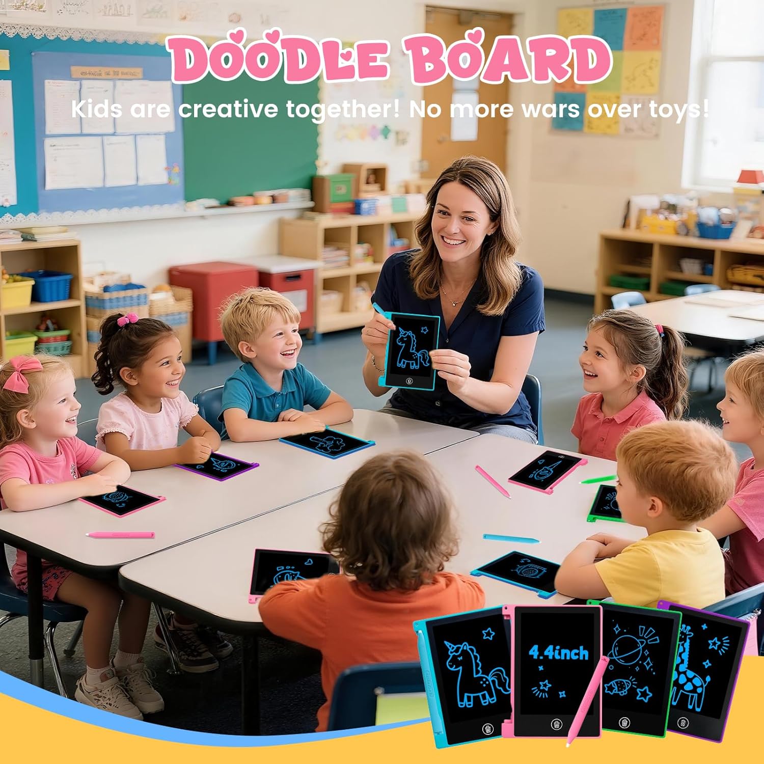 32 Pack 4.4 Inch Mini LCD Writing Tablet for Kids, Erasable and Reusable Toddler Doodle Board, Ideal School or Party Favors Gift for Age 3 Years Old and Above - Image 6