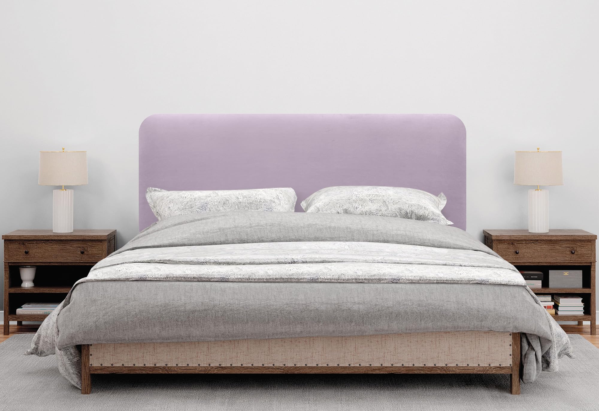 DHOME Cabecero Tapizado Liso con Patas Redondeado Terciopelo para Pared Acústicos Cabeceros Absorbentes Cabezal Cama Dormitorio (Salmón, 140cm)
