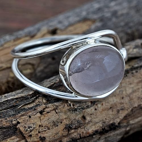 Miniatura 4 de 925 Sterling Silver Ring For Womens Natural Rose Quartz Ring Sterling Silver Anniversary Ring Bezel Set Gemstone Ring