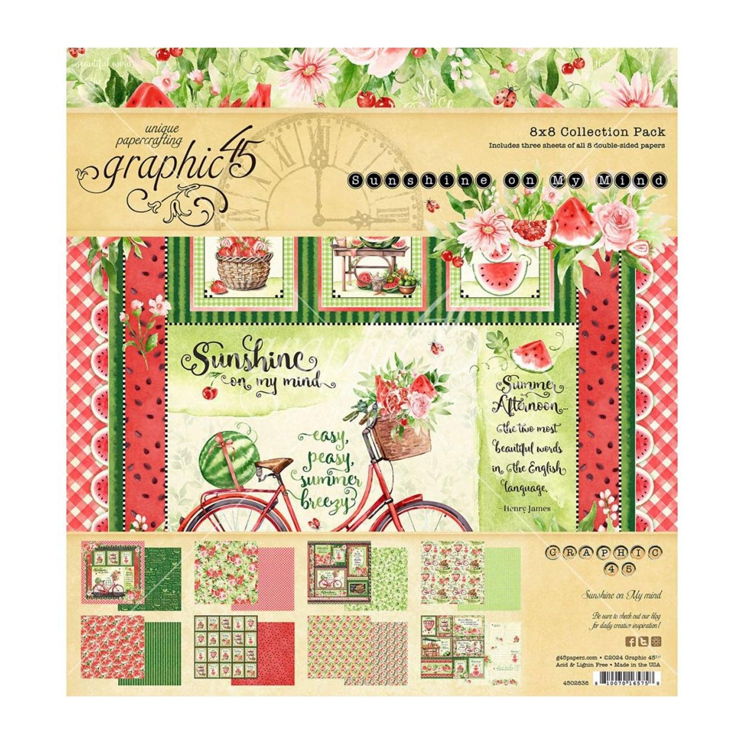 Graphic 45Sunshine on My Mind 8x8 Paper Pad