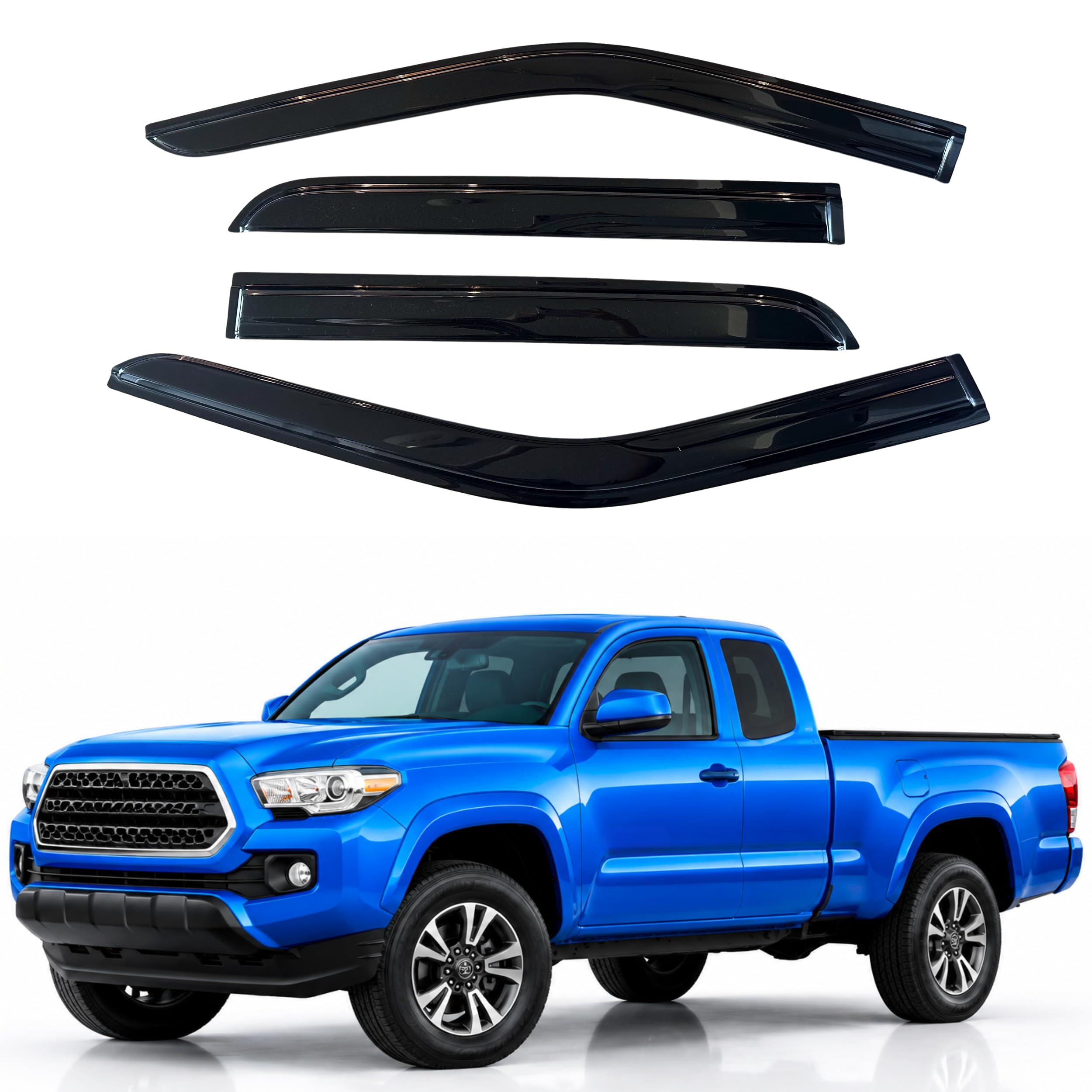 IG Window Visors Fit for 2016-2023 Toyota Tacoma Access Cab, Out-Channel Rain Guards Vent Wind Deflectors 4PC, Truck Accessories for 16-23 Tacoma (Extended Cab Only)