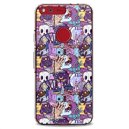 Miniatura 6 de Cavka Funda de TPU compatible con Google Pixel 8 Pro 7a 6a 5a XL 4a 5G 2 XL 3 XL 3a 4 Impresión espeluznante Tarot mágico de silicona Slim Fit