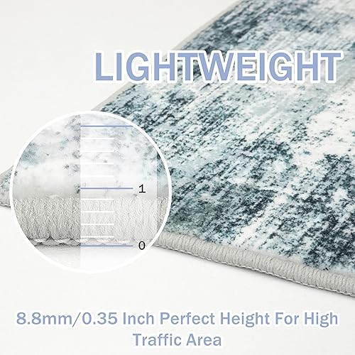 Miniatura 279 de IOHOUZE Alfombra pequeña abstracta de 2 x 3 pies, alfombra de entrada lavable para entrada interior, alfombras con respaldo de goma, alfombra gris