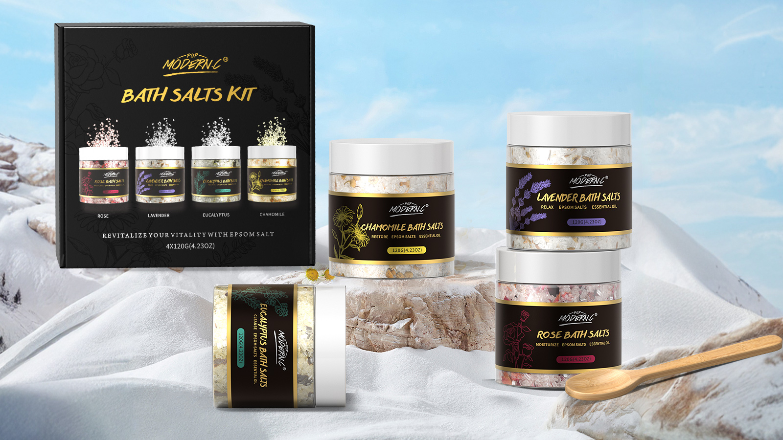 Amazon.com : Epsom Bath Salts Gift Set for Soaking 4pcs Bath Salts