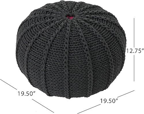 Miniatura 10 de Christopher Knight Home Agatha - Puf de algodón de punto, color beige