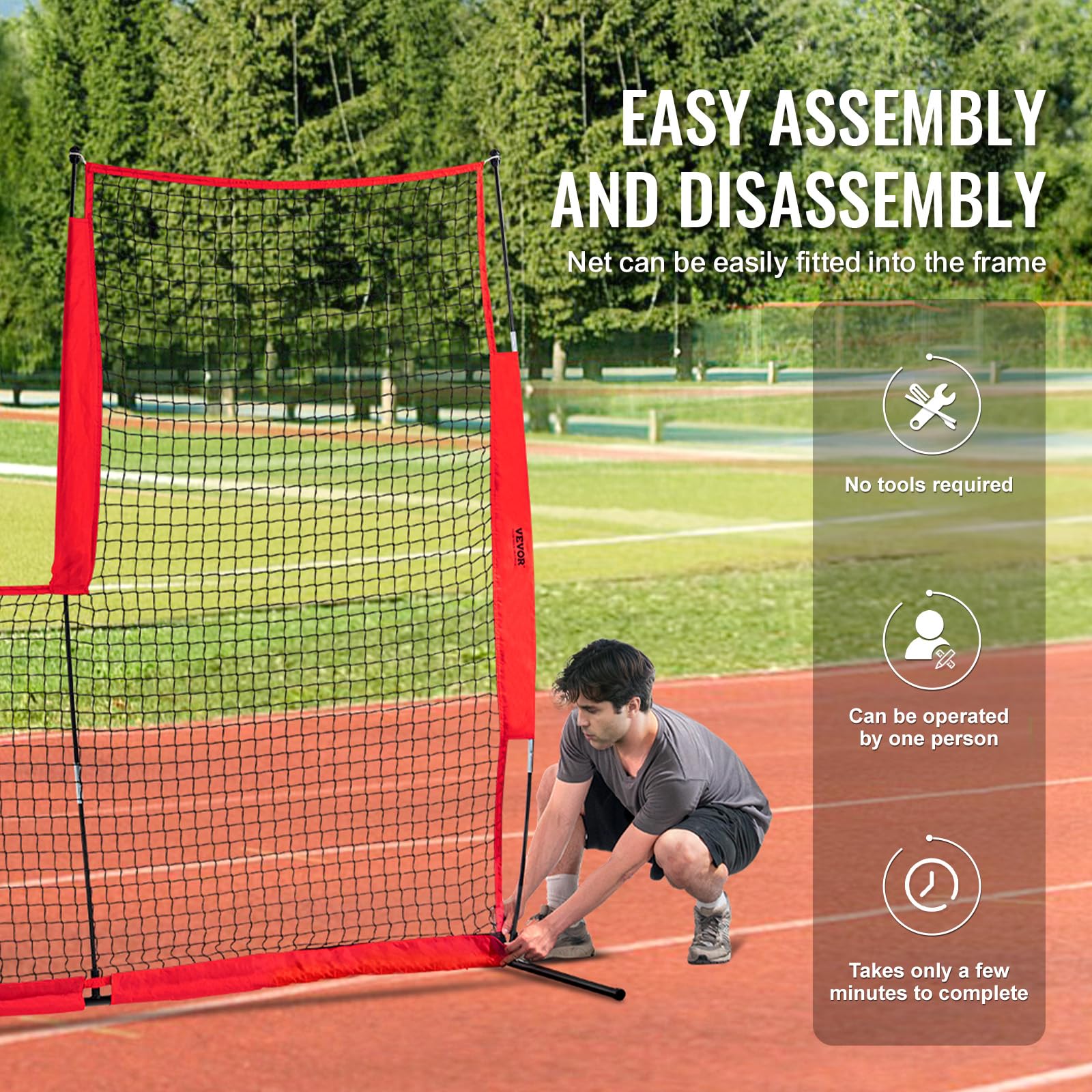 VEVOR Écran Protecteur de Baseball en Forme de L, Filet de Protection Softball 240x214 cm, Portable avec Sac de Transport