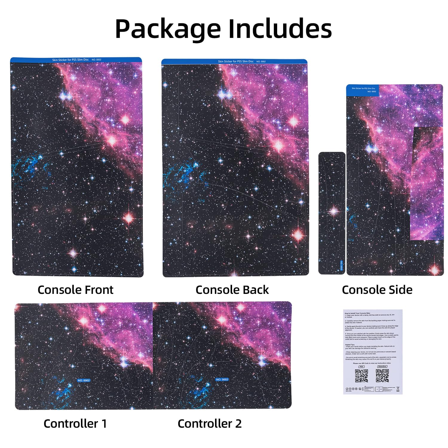 Mcbazel Calcomanías de la Serie Pattern Pegatinas de Vinilo Solo para PS5 Slim Disc Edition - Galaxy