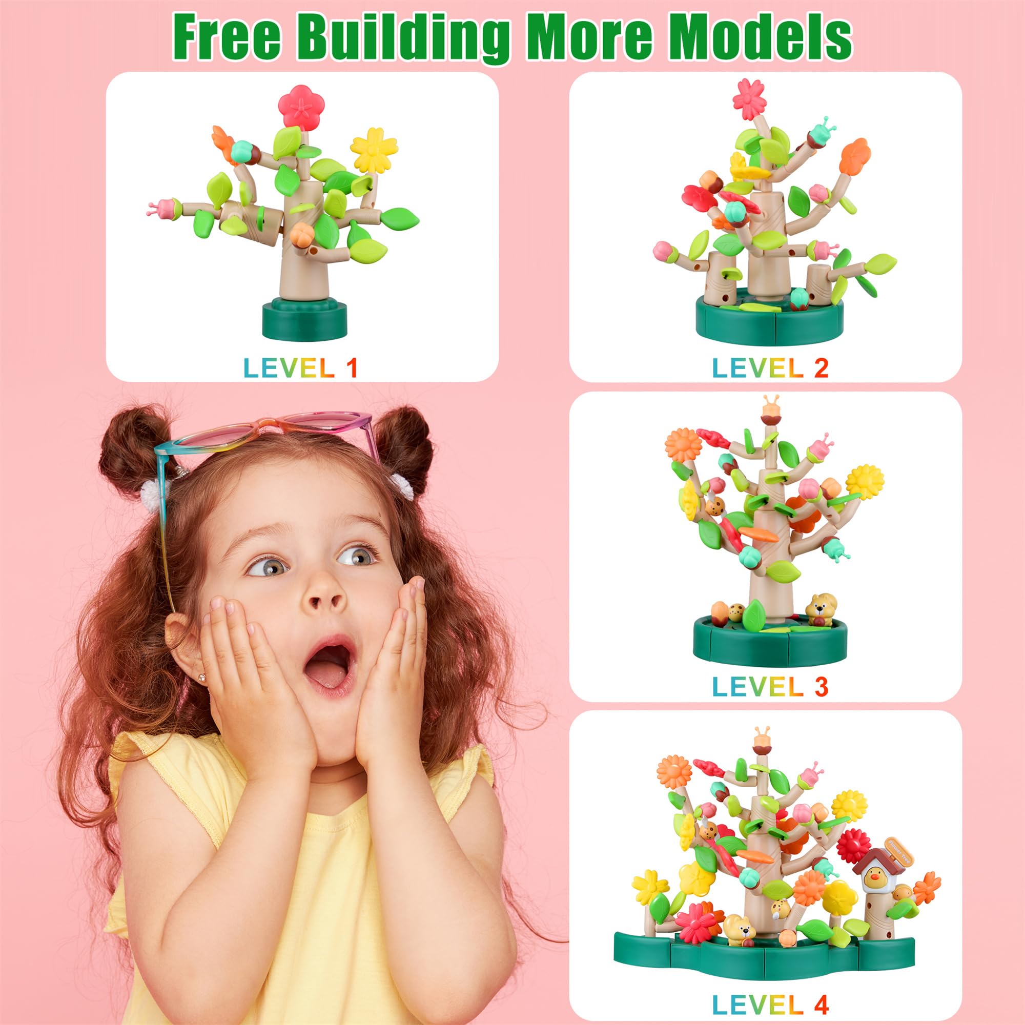 MOONTOY 91Pezzi Educativo Costruzioni per Bambini 2 3 4 5 6 Anni,Costruzioni Blocchi Bambini Stem Costruzione Creatività Giochi Educativi atale Compleanno Regalo Bambina 2 3 4 5 anni