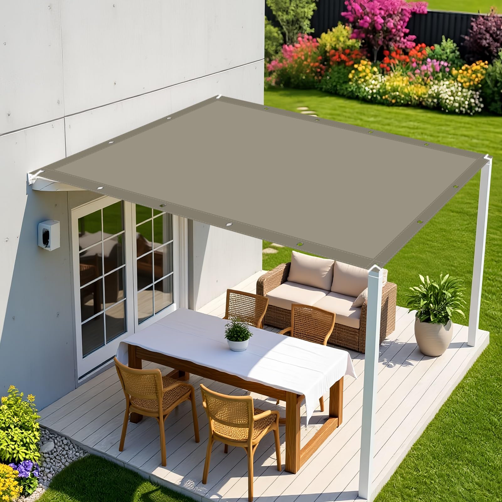 Voile d'ombrage imperméable de qualité supérieure couleur taupe