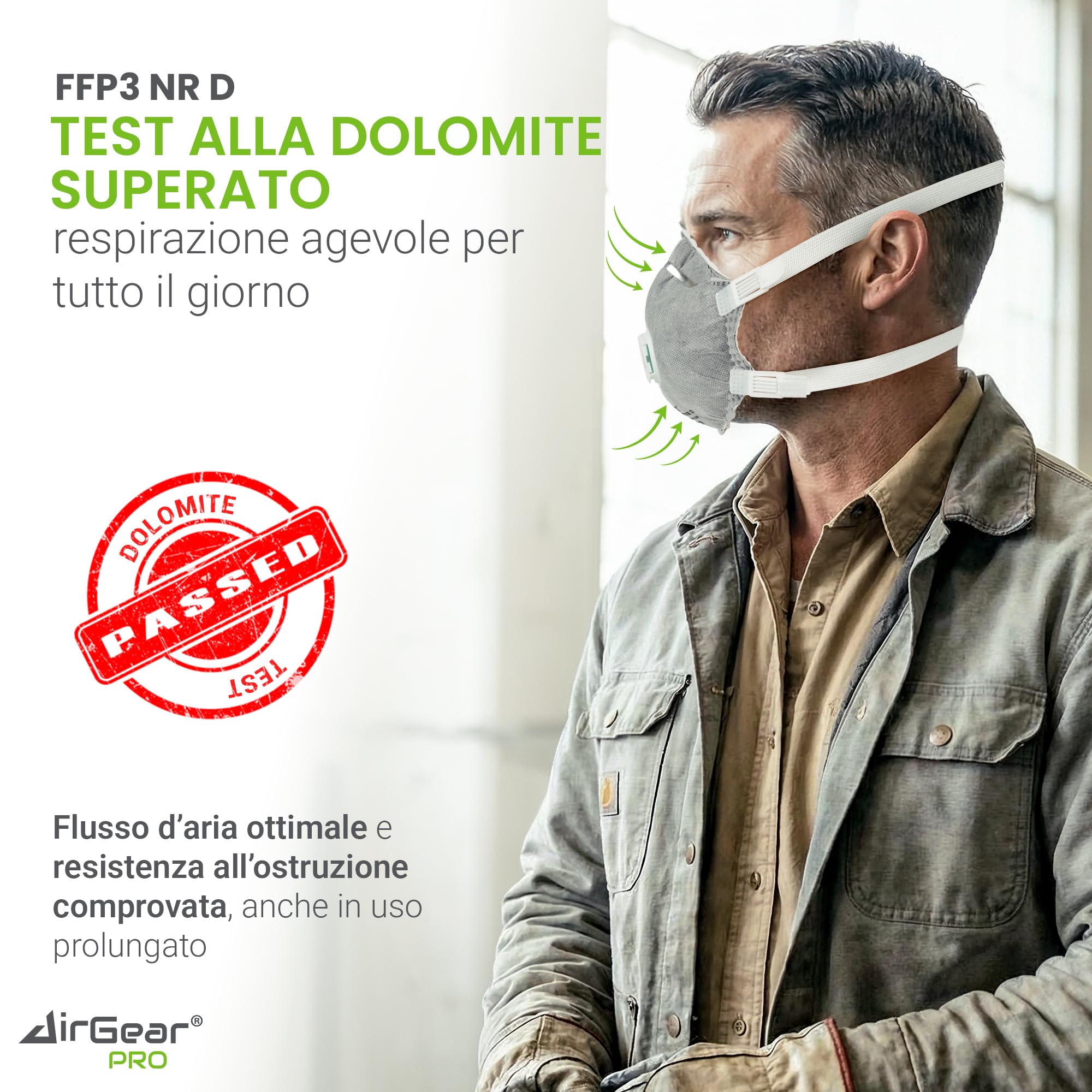 AirGearPro Mascherina FFP3 con Valvola – Maschera Antipolvere per Polveri Sottili con Carbone Attivo – 5 Pezzi
