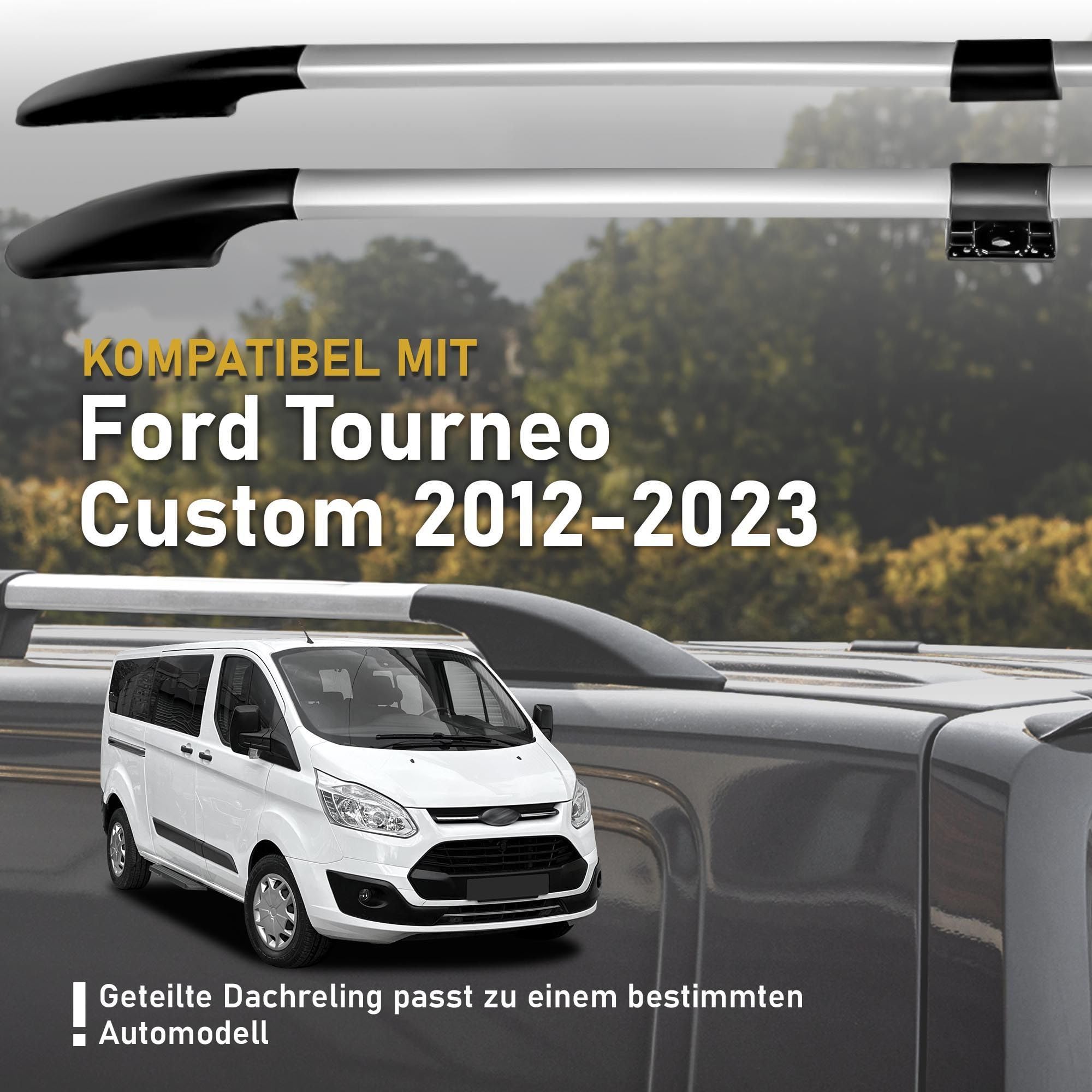 CHROMEMASTER | Dachrelinge Dachträger Kompatibel mit Ford Tourneo Custom L2 LANG 2012-2023; Geeignet zur Montage von Dachträgern, Dachboxen und Fahrradträgern | Einfache und Schnelle Montage | Alu