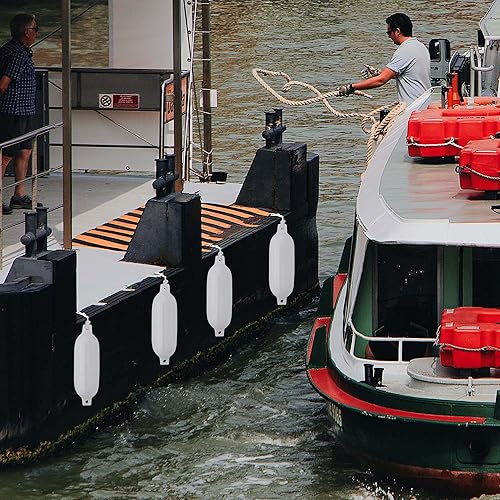 Miniatura 2 de Yescom Boat Fenders 4 Pack Boat Bumpers 8.5"x27"  6.5"x23" with 4 Ropes Kit, Inflatable Ribbed Buoys Docking for 19-39ft Yacht Pontoon Marine