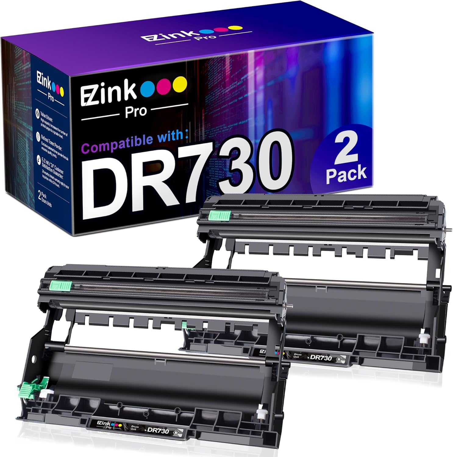 E-Z Ink Pro Comaptible DR730 Drum Unit Replacement for Brother DR 730 (Not Toner) to Use with HL-L2350DW HL-L2370DW HL-L2395DW HL-L2390DW MFC-L2750DW MFC-L2710DW DCP-L2550DW (Black, 2 Pack)