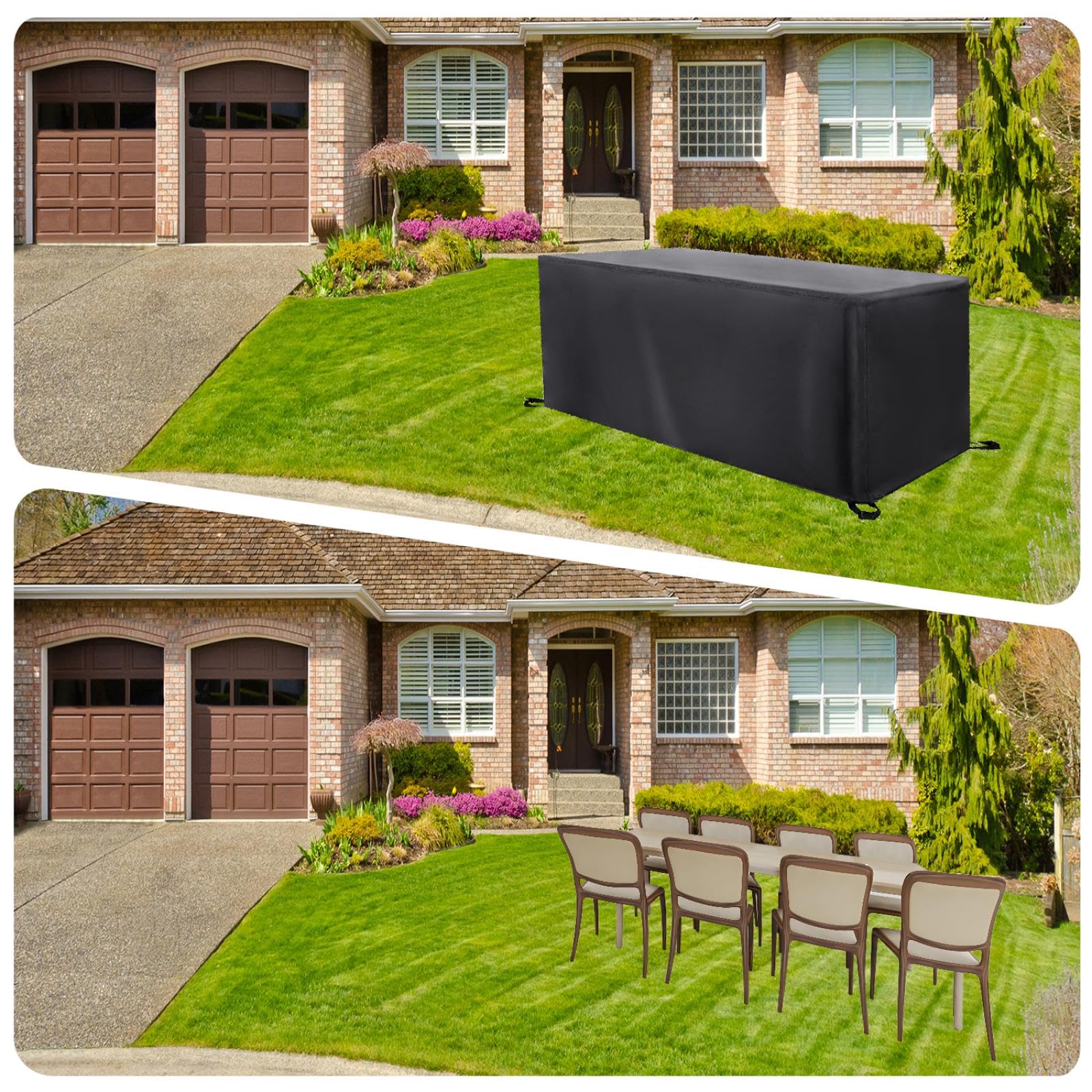 Housses De Meubles De Jardin 150x110x75cm/LxWxH Housse Table De Jardin 420D Tissu Oxford Bache Salon De Jardin Pour Tables De Jardin Meubles De Canapé Patio Bache Table Exterieur Rectangulaire Noir