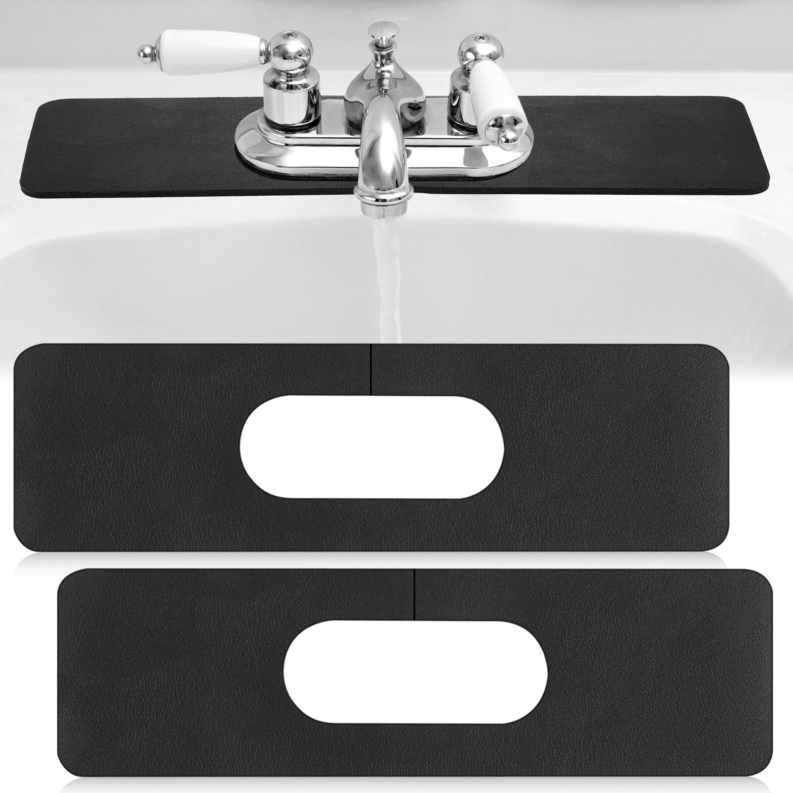Photo 1 of Tioncy Faucet Mat Sink Splash Guard - 2 Pcs, Black