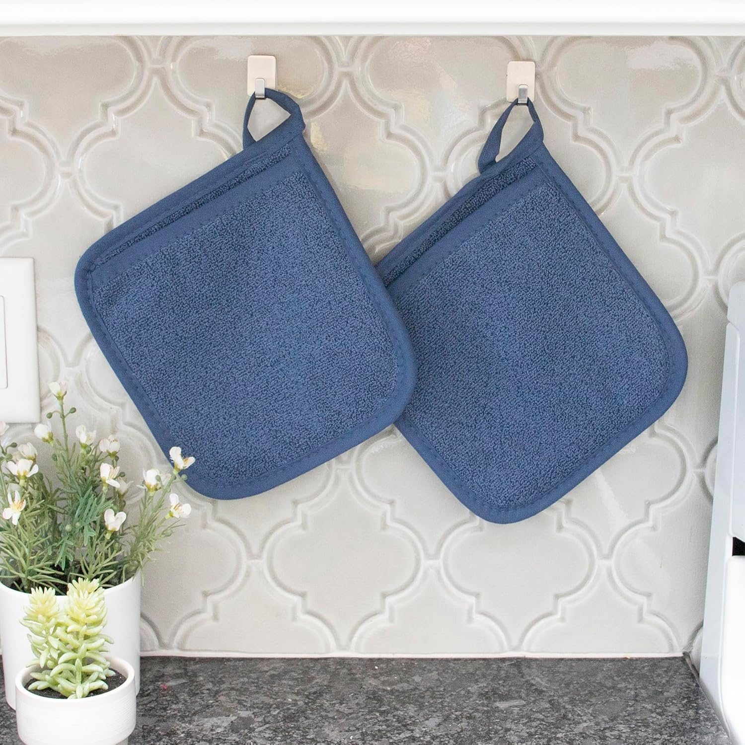 RITZ Terry Pocket Mitt & Hot Pad: Unparalleled Heat Resistant, Durable 100% Cotton – Ergonomically Designed for Optimal Grip – Easy-Care Machine Washable – 2-Pack, Federal Blue - Image 5