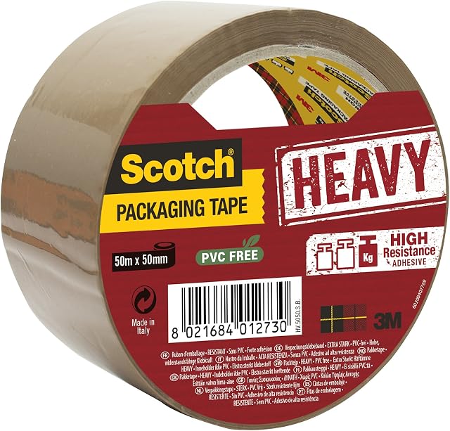Scotch Heavy Duty Packing Tape, Suitable for Rough Handling and Shipping, 1 Roll of Brown Tape, 50 x 50 mm