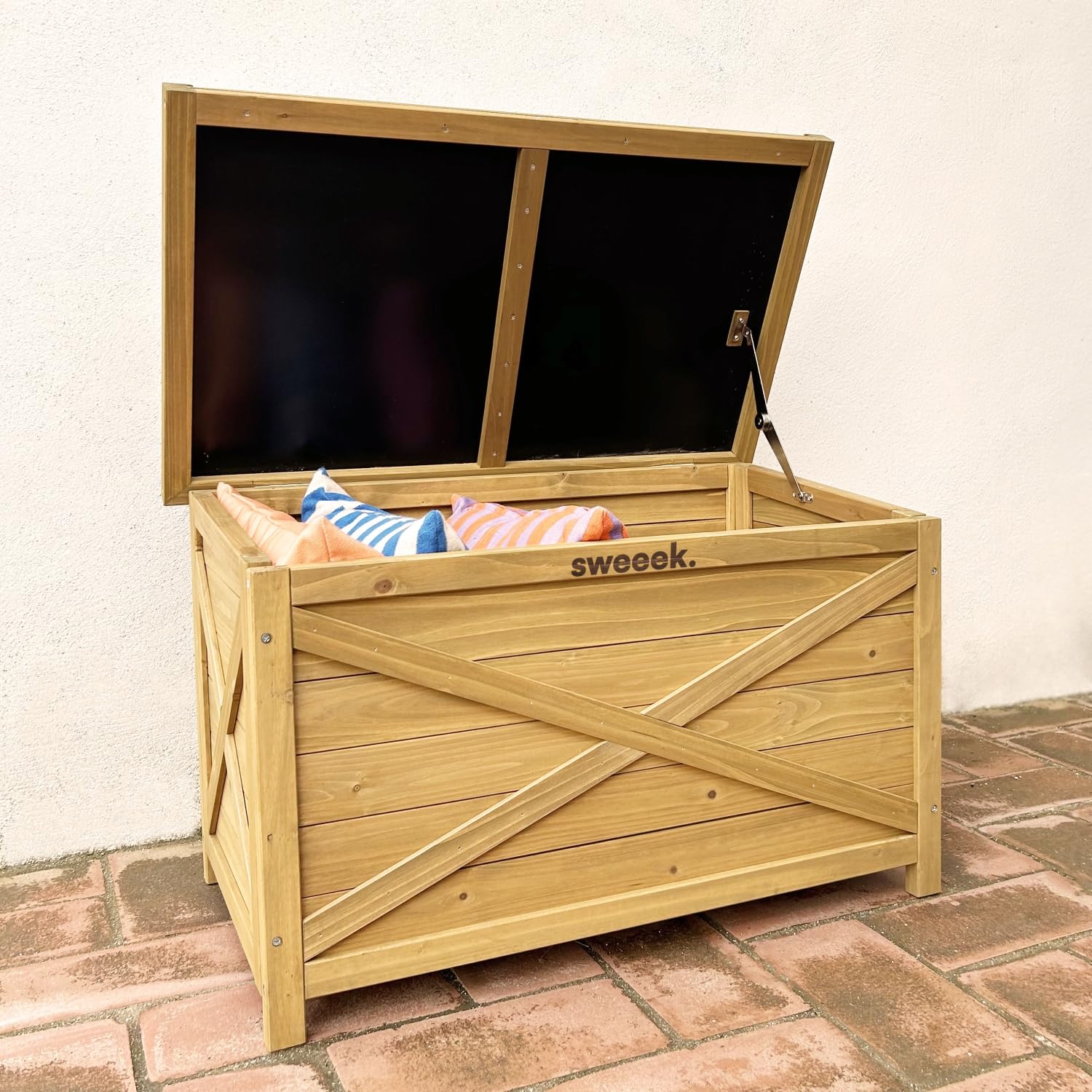 sweeek Cassapanca in Legno di Abete 80cm Marrone Naturale - 80x48x50 cm