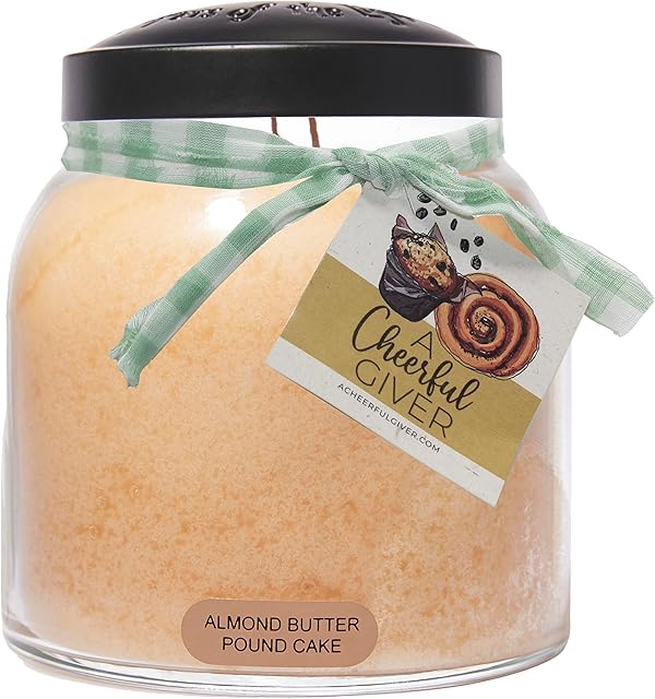 A Cheerful Giver - Almond Butter Pound Cake - 34oz Papa Scented Candle Jar - Keepers of the Light - 155 Hours of Burn Time, Candles Gifts for Women
