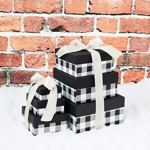 Miniatura 5 de Cajas de papel kraft reciclado fabricadas en Estados Unidos  6.25 pulgadas, 7.25 pulgadas y 8.25 pulgadas  Cajas cuadradas anidadas con tapas (juego