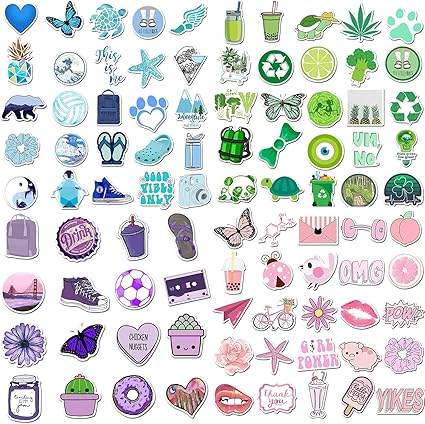 cute stickers mixed pack 300pcs vsco stickers aesthetic for hydroflask laptop orange green red pink purple blue stickers for boys girls teens adult toys games