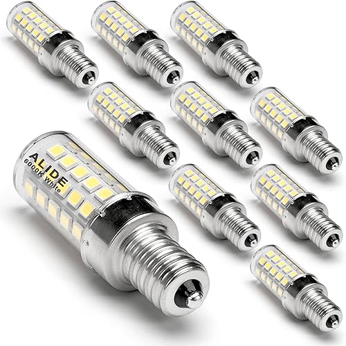 ALIDE Bombillas LED E12 C7 de 6000 K, luz blanca diurna, equivalente a halógenos E12 de 60 W, base pequeña T6 de 120 V, E12 C7, 6 W, blanco frío