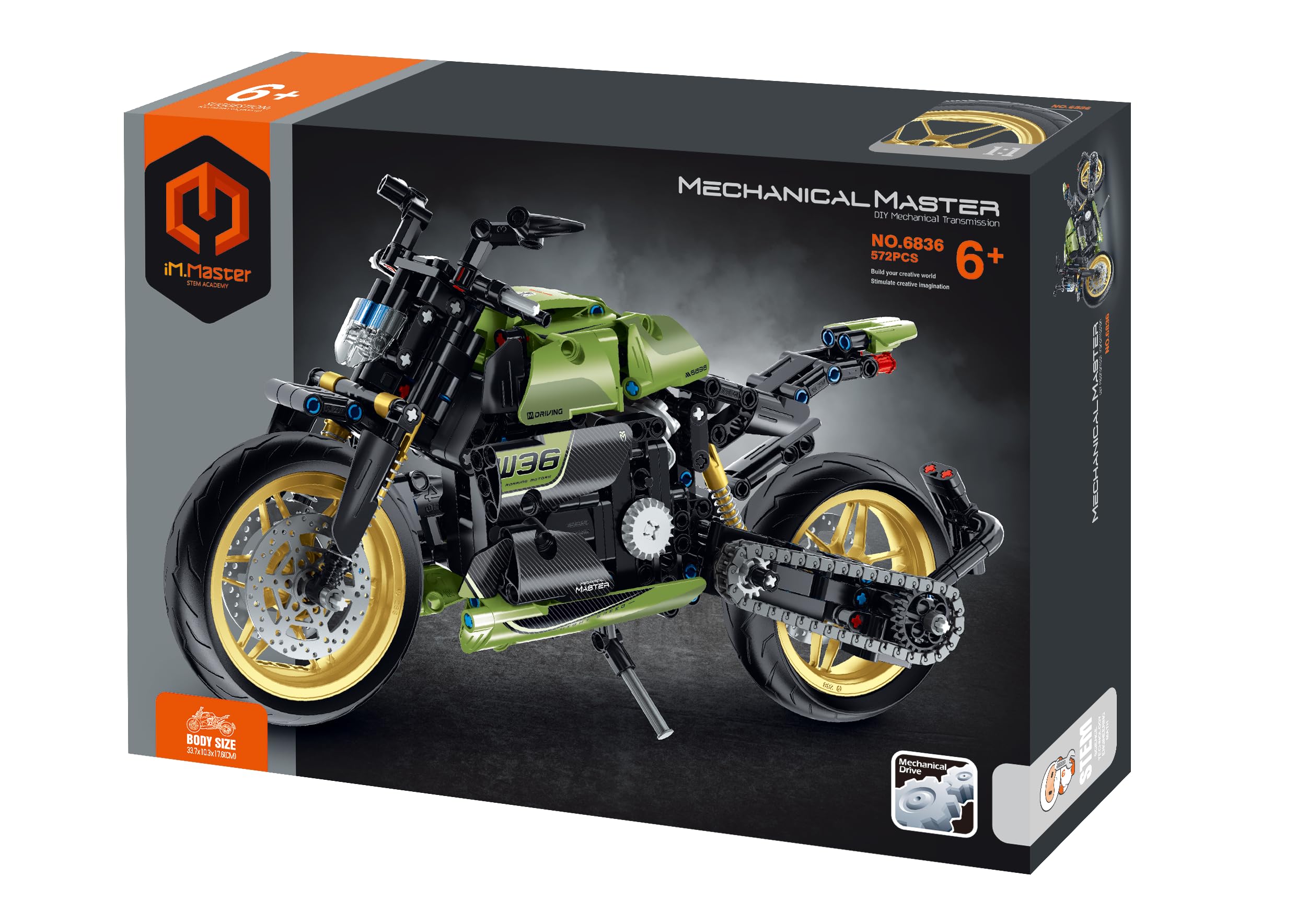 iM.Master - Maqueta Moto Deportiva Technic con Motor Mecánico Simulado y Amortiguadores - Bloques de Construcción Adultos Niños - 572 Piezas - 1:10 - Juegos Educativos Stem - Maqueta para Construir